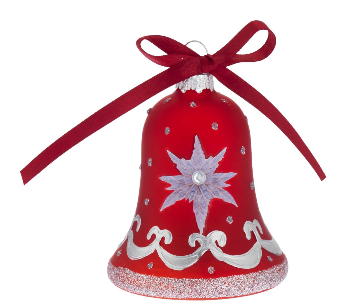Campanella natalizia decorata con led h. 8 - rossa